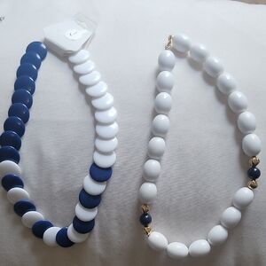 5 Sets Of Blue/Black/White/Green Beaded Necklace Set
